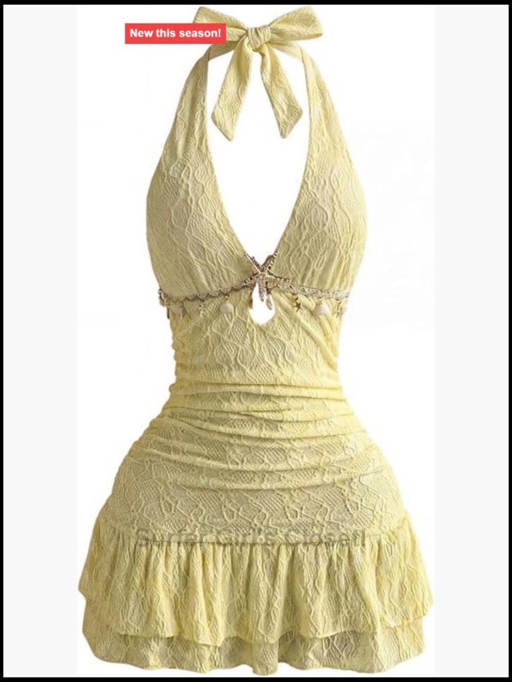 Y2k Floral Lace Halter Mini Dress Ruched Ruffle Layered Summer Dress
